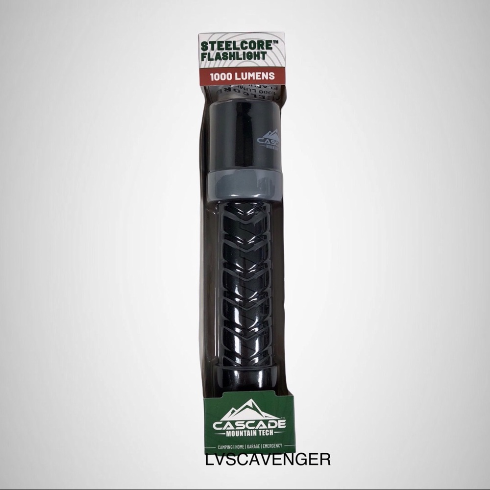 Flashlight 1000 Lumens Cascade Mountain Tech Steel Core Black With Gray Stripe